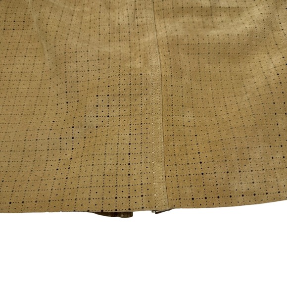Margaret Godfrey Genuine Suede Mini Skirt Size 6 Tan Utility Pockets Zip Front - Picture 11 of 11